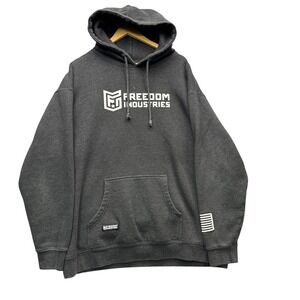 Freedom Industries Hoodie Mens 2XL‎ Charcoal Gray Long Sleeve Fleece Outdoor
